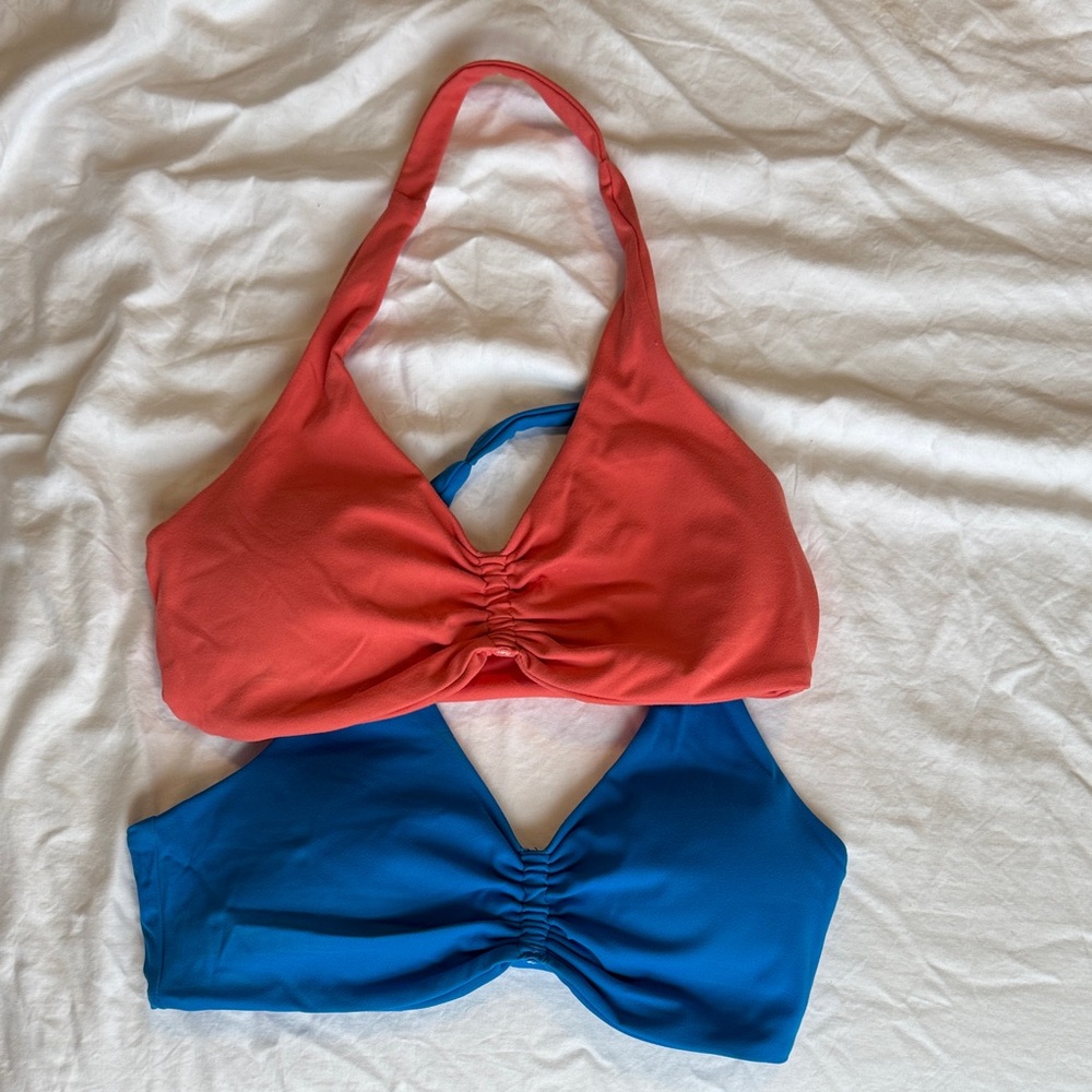 Amazon Workout Tops - Blue and Coral